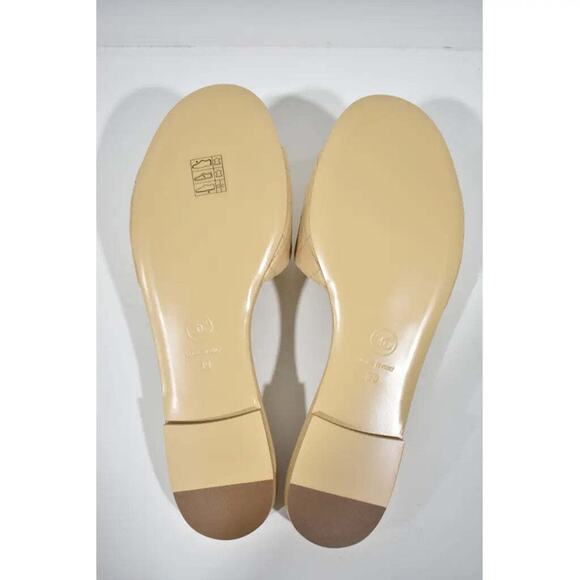 Chanel REV Beige Turnlock Quilted Gold CC Logo Mules Slide Sandal Flop Flat 39 - Picture 12 of 12